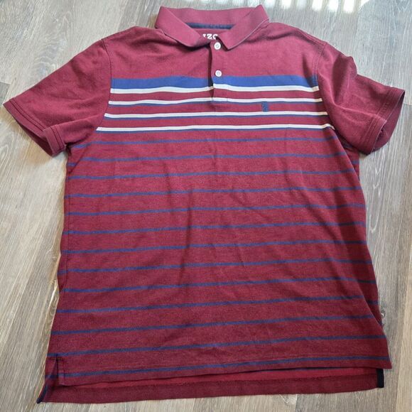 Izod Other - IZOD Advantage Performance Polo Shirt Striped Burgundy Blue White Men's Large